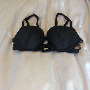 Black Lace Cage Back Front Close Push up Bra